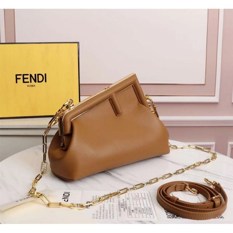 F**di first small brown leather bag
