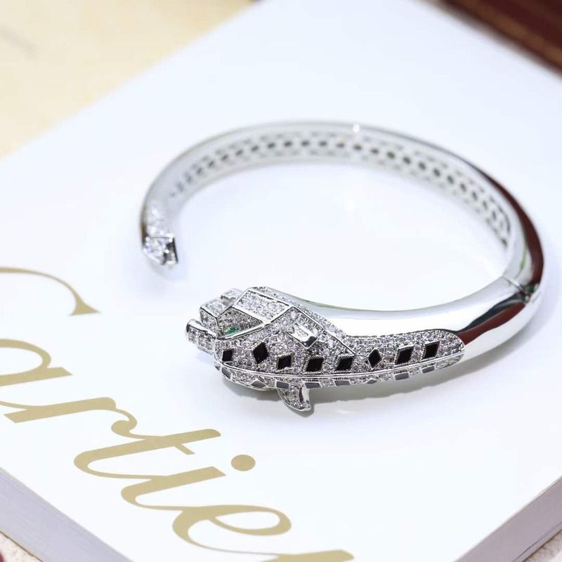 cartier 18 karat white gold Di*m*nd panthere cuff bracelet