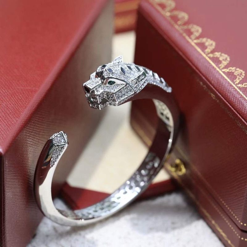 cartier 18 karat white gold Di*m*nd panthere cuff bracelet