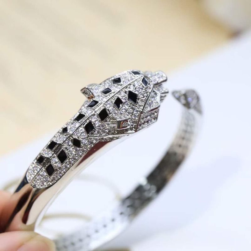 cartier 18 karat white gold Di*m*nd panthere cuff bracelet