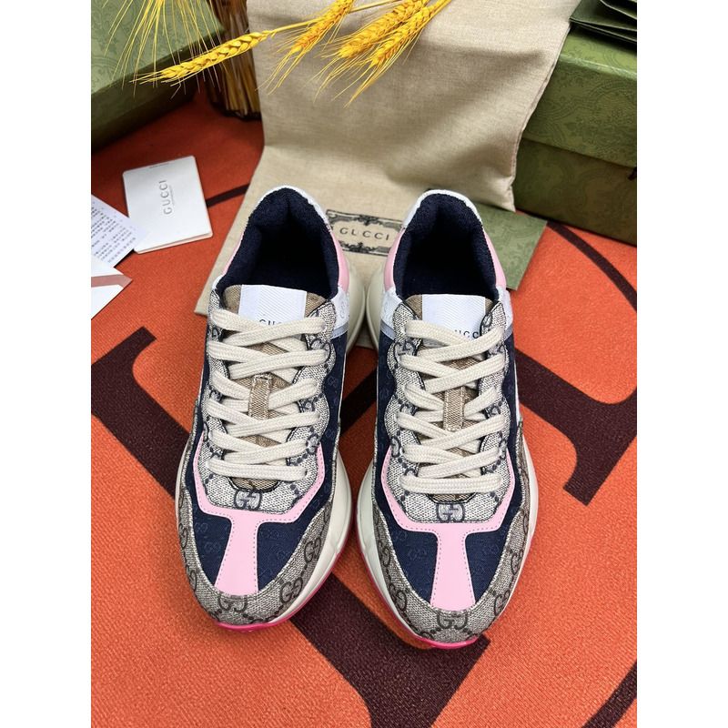 g*u*i rhyton gg-S*p*e canvas trainers pink/blue