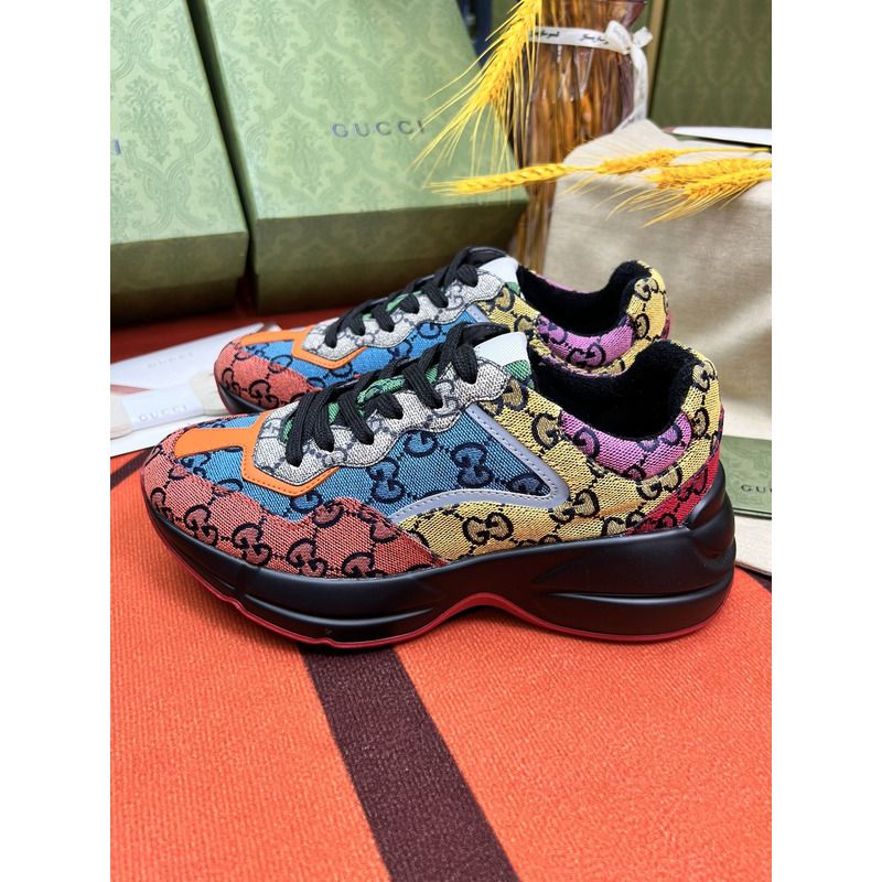 g*u*i rhyton gg-S*p*e canvas trainers multi-colors