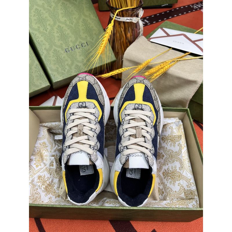 g*u*i rhyton gg-S*p*e canvas trainers   beige/blue