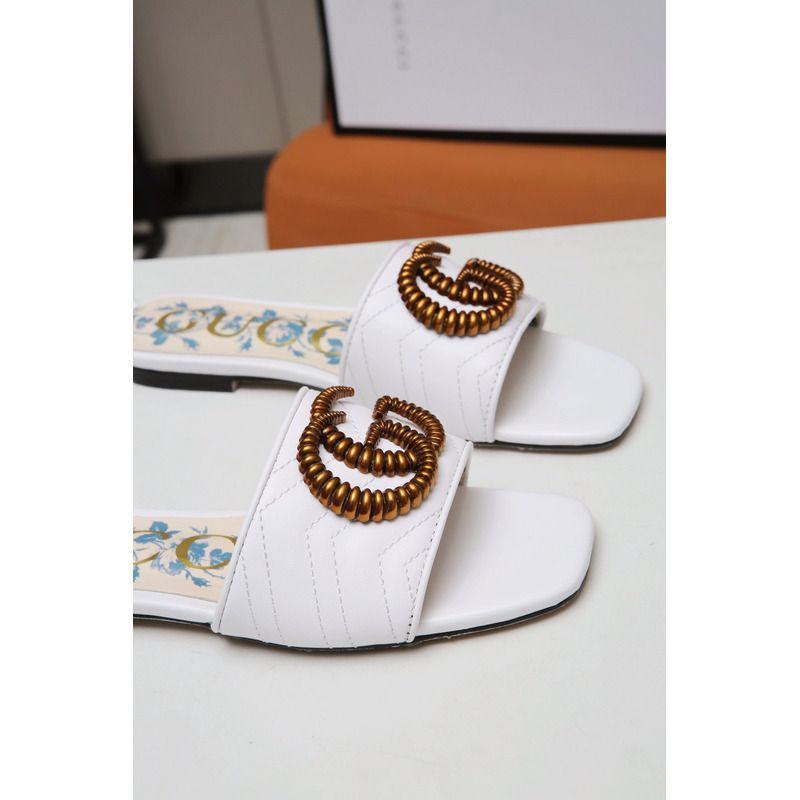 G*u*i womens slide with double g white