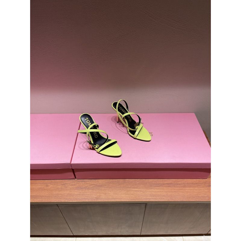 TOM FORD  PADLOCK POINTY NAKED SANDAL IN ACID YELLOW