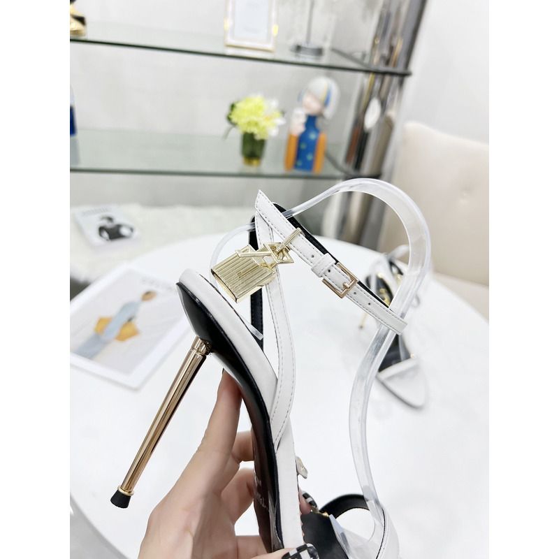TOM FORD  PADLOCK POINTY NAKED SANDAL IN CHALK