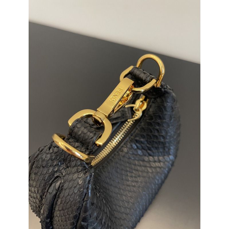 F**di graphy mini laminated leather bag black