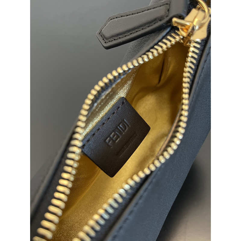 F**di graphy middle laminated leather bag black