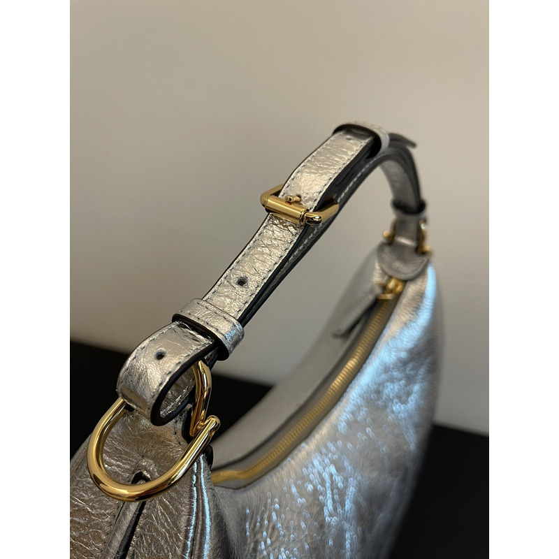 F**di graphy middle laminated leather bag silver