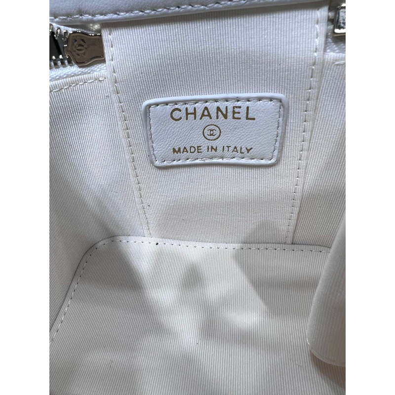 Ch*el small vanity with chain lambskin white