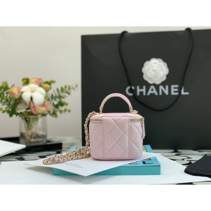 Ch*el box bag mini tote pink