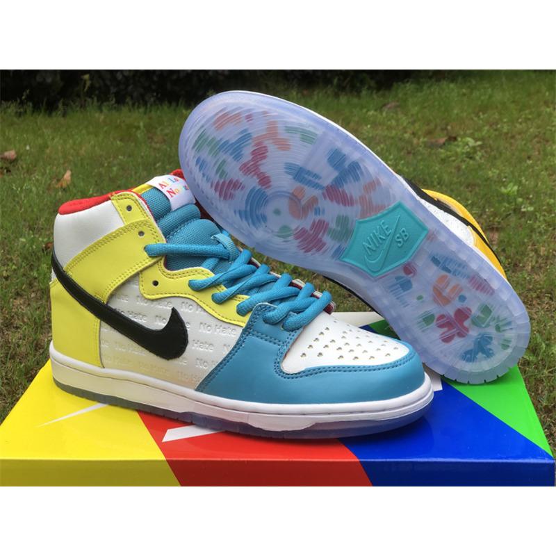 Froskate x Nike SB Dunk High All Love No Hate Sneaker White/Gold-University Red