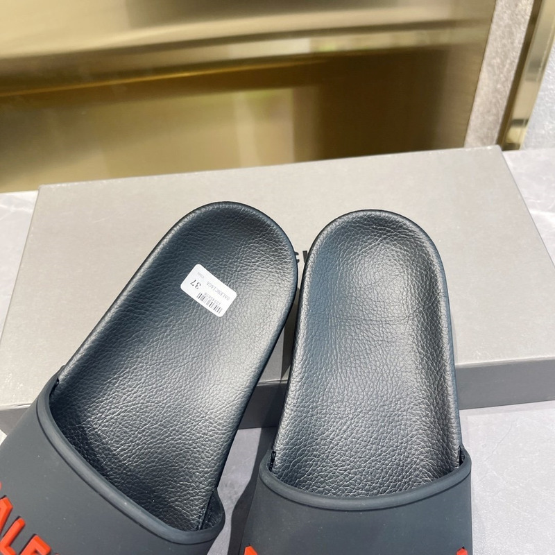Ba*len*cia*ga 3d logo print pool slide sandal black & red