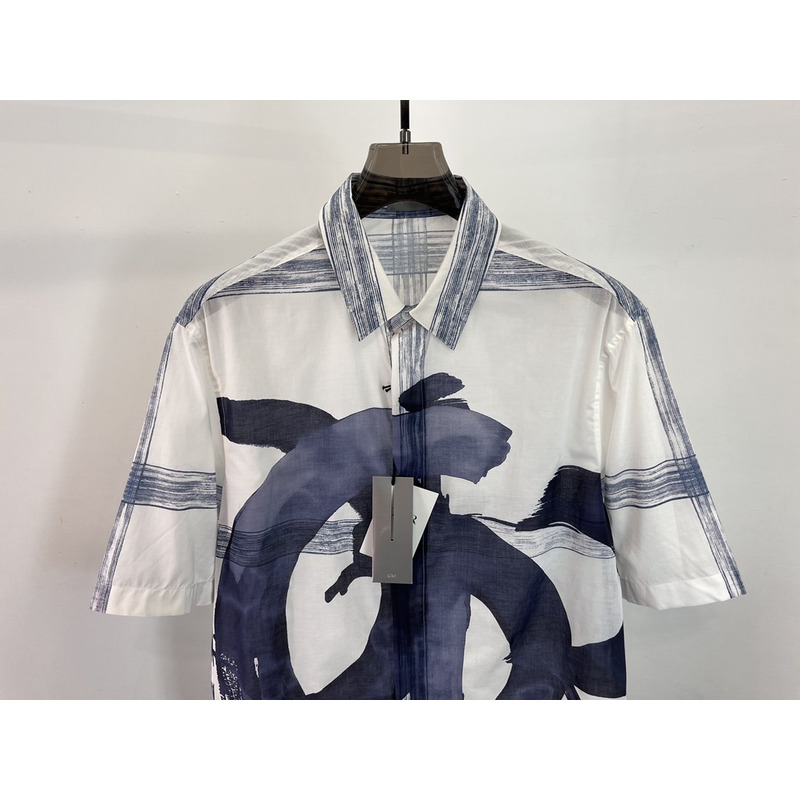 D*or and jack kerouac short-sleeved shirt white cotton canvas