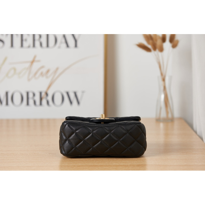 ch*el flap bag black gold cc gold beads with suede Di*m*nd pattern shoulder bag