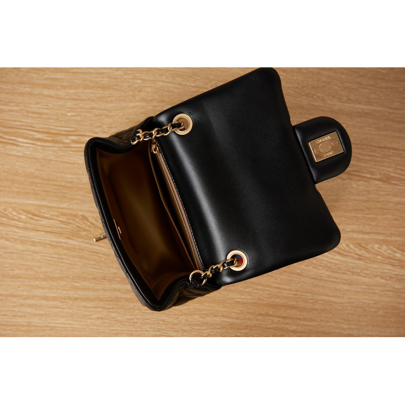 ch*el flap bag black gold cc gold beads with suede Di*m*nd pattern shoulder bag