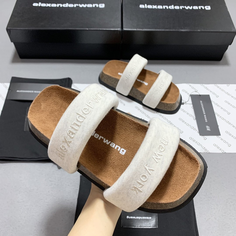 Alexander Wang Embroidered-Logo Open-Toe Sandals White