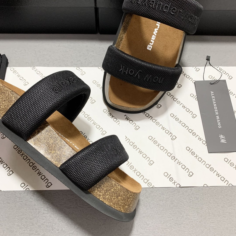 Alexander Wang Embroidered-Logo Open-Toe Sandals Black