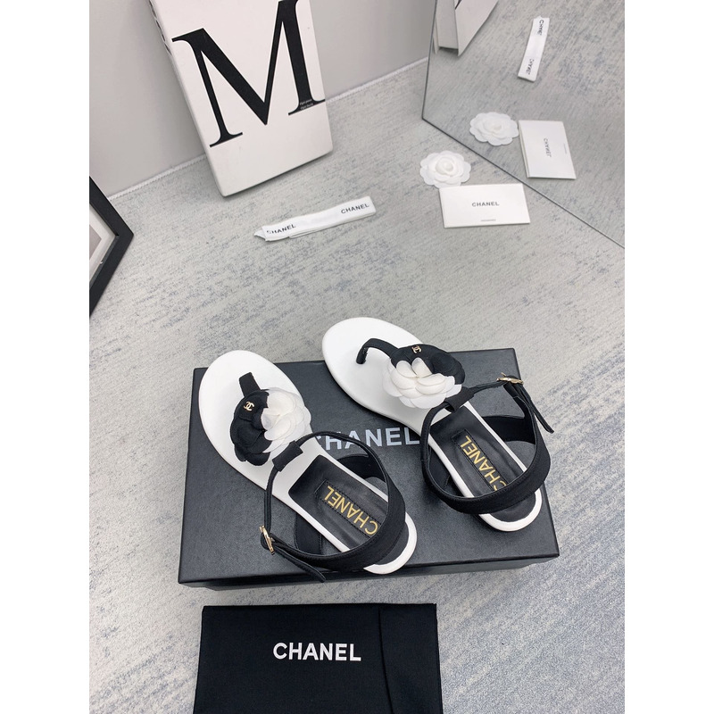 Ch*el camellia sandals black and white