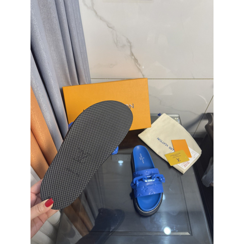 LV  Sunset Flat Comfort Mule Sapphire Blue