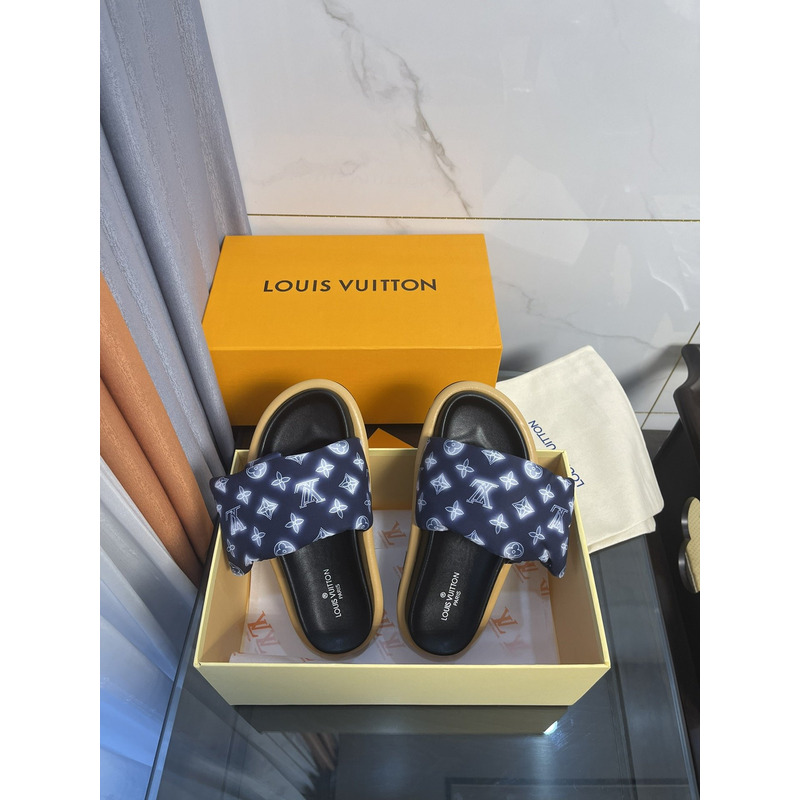 LV  Pool Pillow Comfort Mule Blue