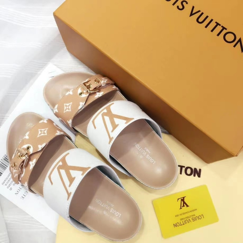 l**is V*t*n bom dia mule white and beige