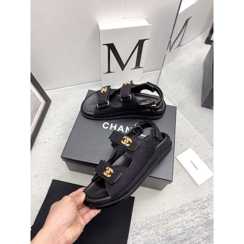 Ch*el velvet sandal black