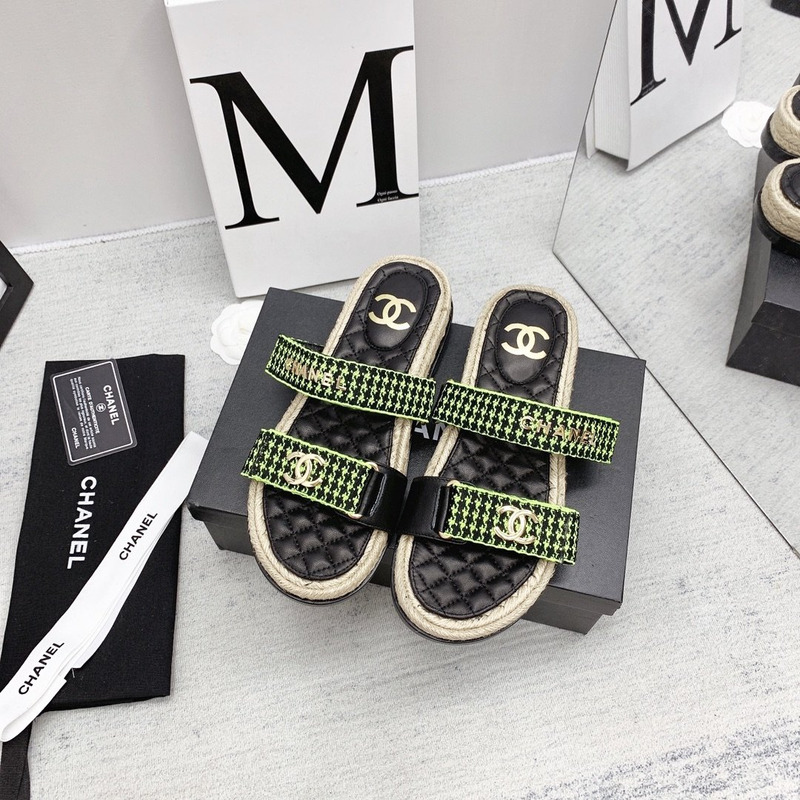Ch*el flat sandals green