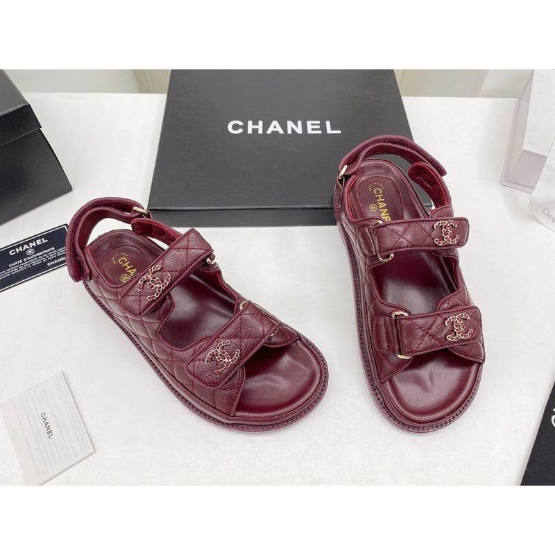 Ch*el dad sandals leather mulberry