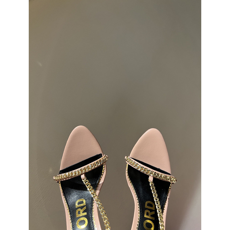 Tom Ford Padlock Shiny Leather Heels Flesh