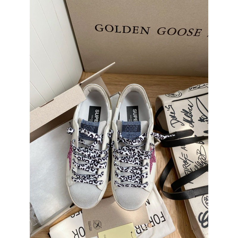 golden goose S*per-star sneakers with glitter and gold heel tab