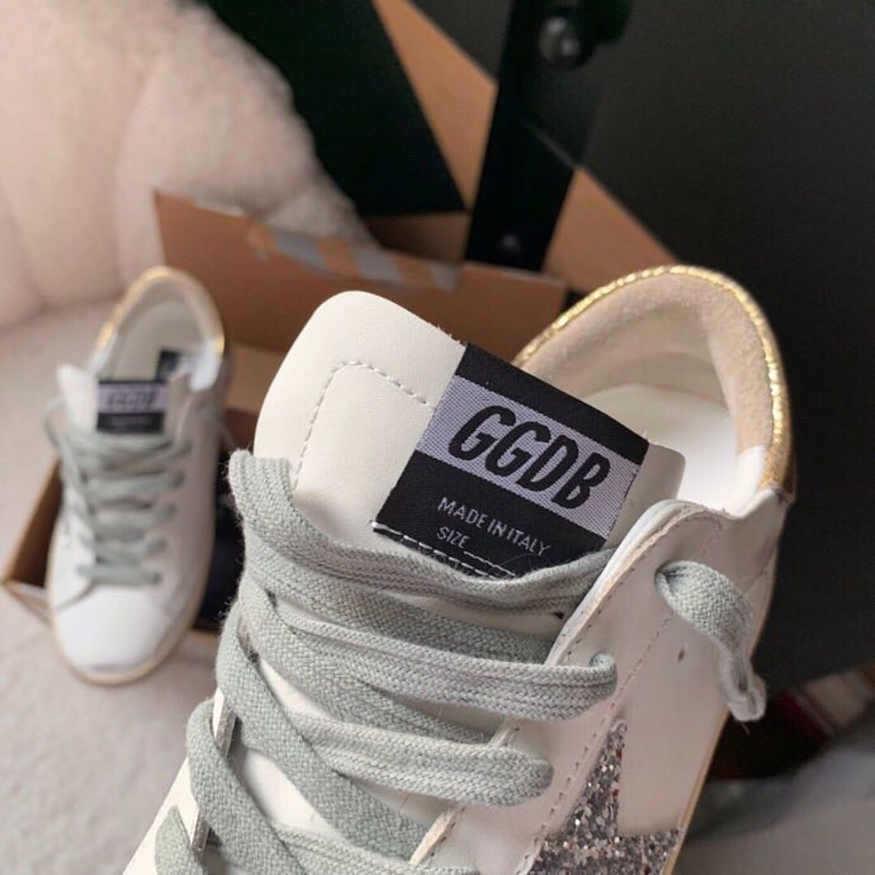 golden goose S*per-star sneakers with sliver star and golden heel tab