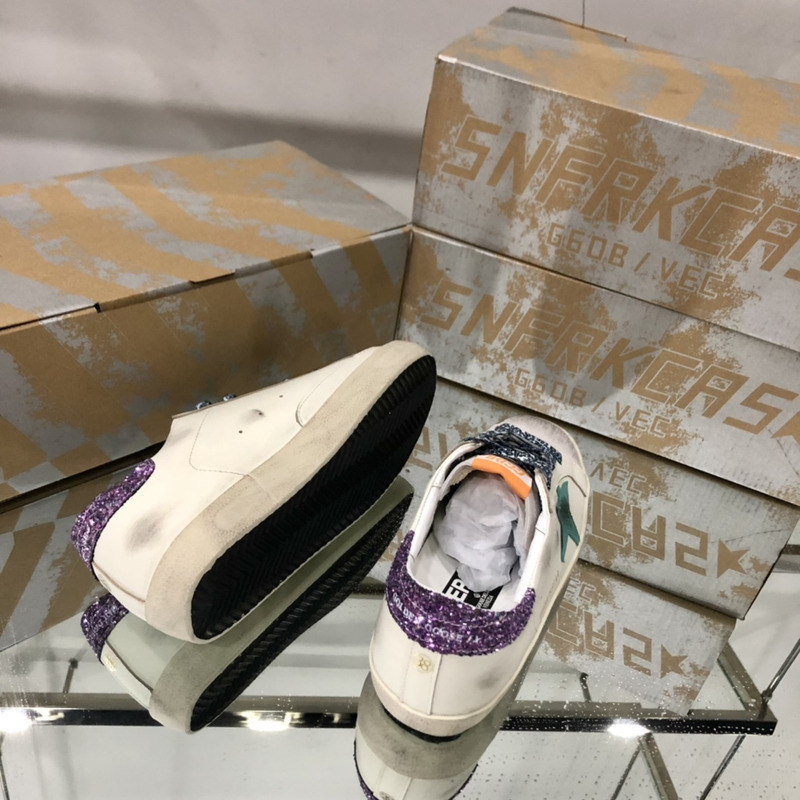 golden goose S*per-star sneakers white S*per-star sneakers with glittery purple rear