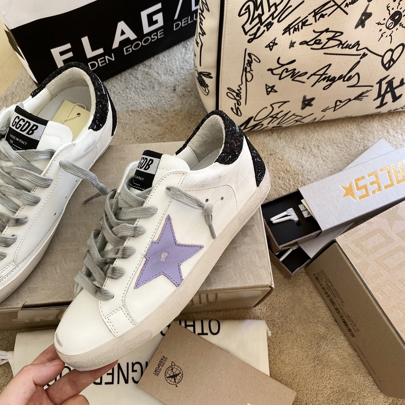 golden goose S*per-star sneakers with purple star logo