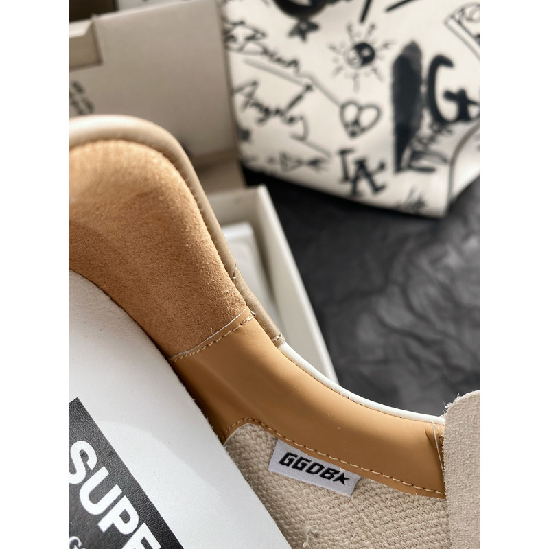 golden goose men’s S*per-star sneakers with suede star and camel heel tab