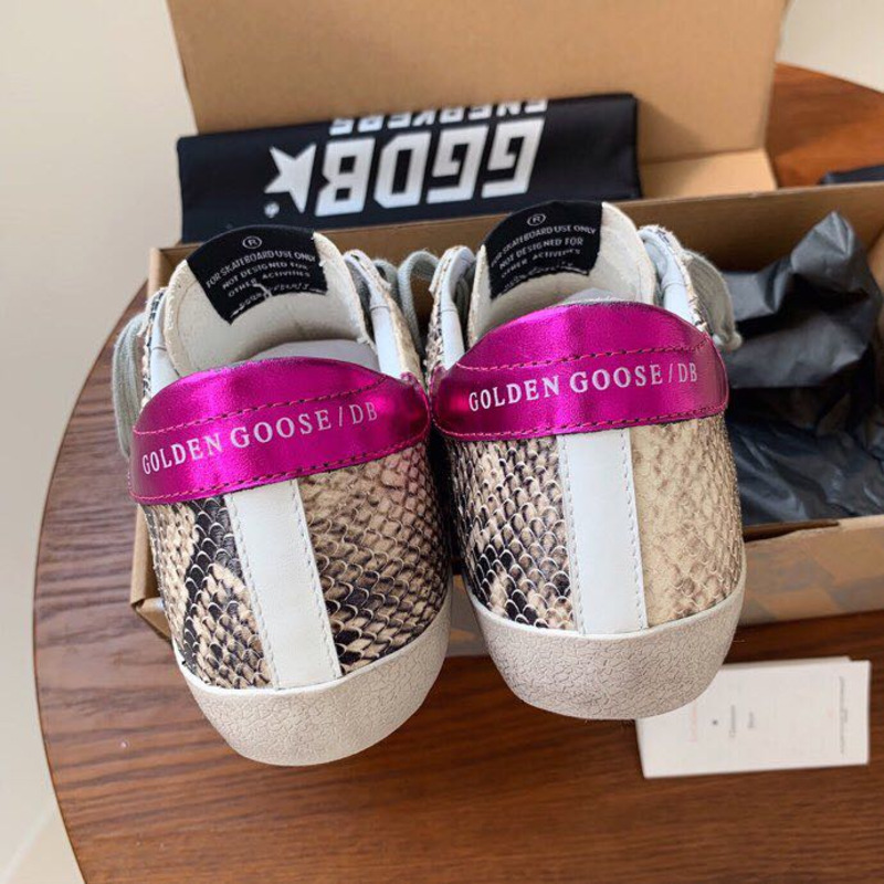 golden goose S*per-star sneakers with serpentine and purple heel tab