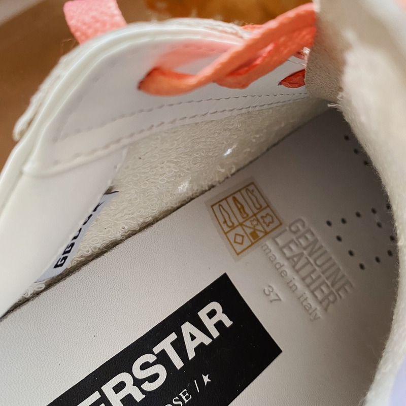 golden goose white S*per-star sneakers with pink star and heel tab