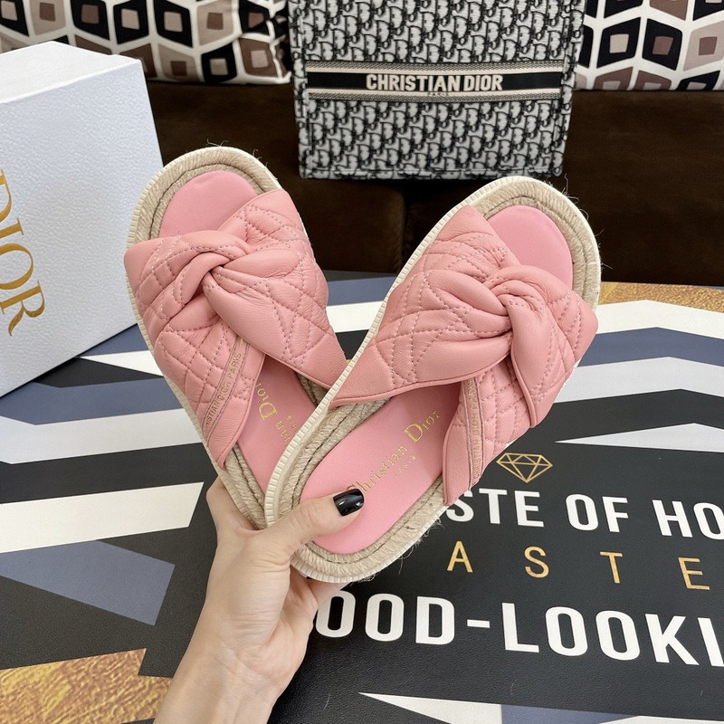 D*or dtwist-slipper leather with cannage motif pink