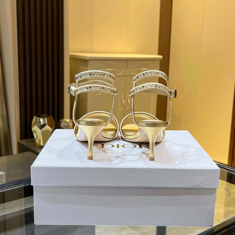 ch**an D*or casual style blended fabrics plain heels gold