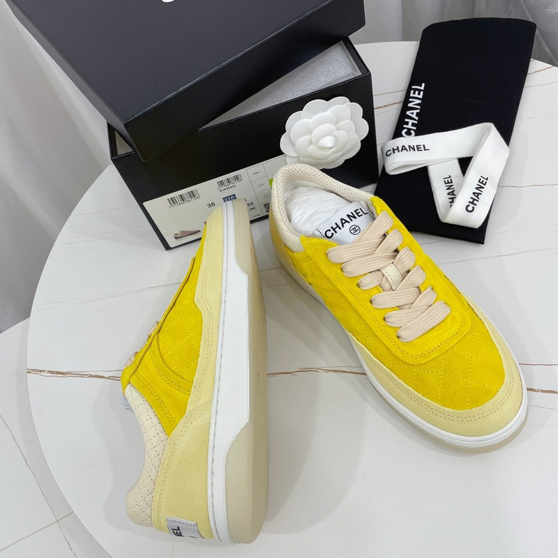 Ch*el calfskin sneaker yellow