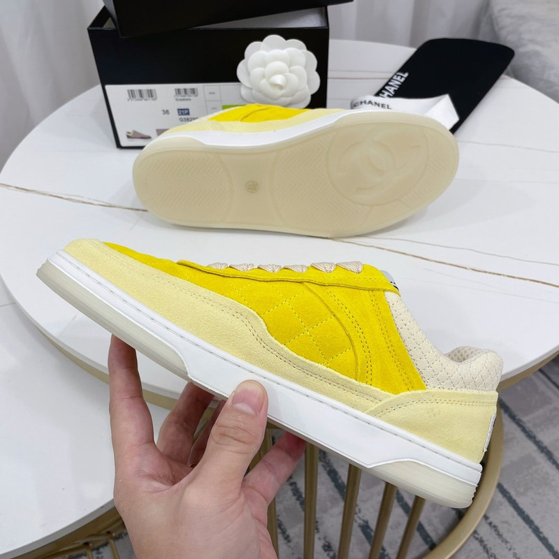Ch*el calfskin sneaker yellow