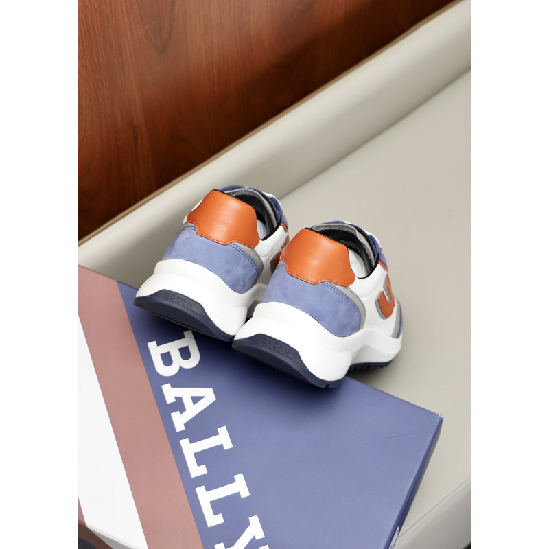 Bally Demmy Leather Sneaker in White,Orange & Blue