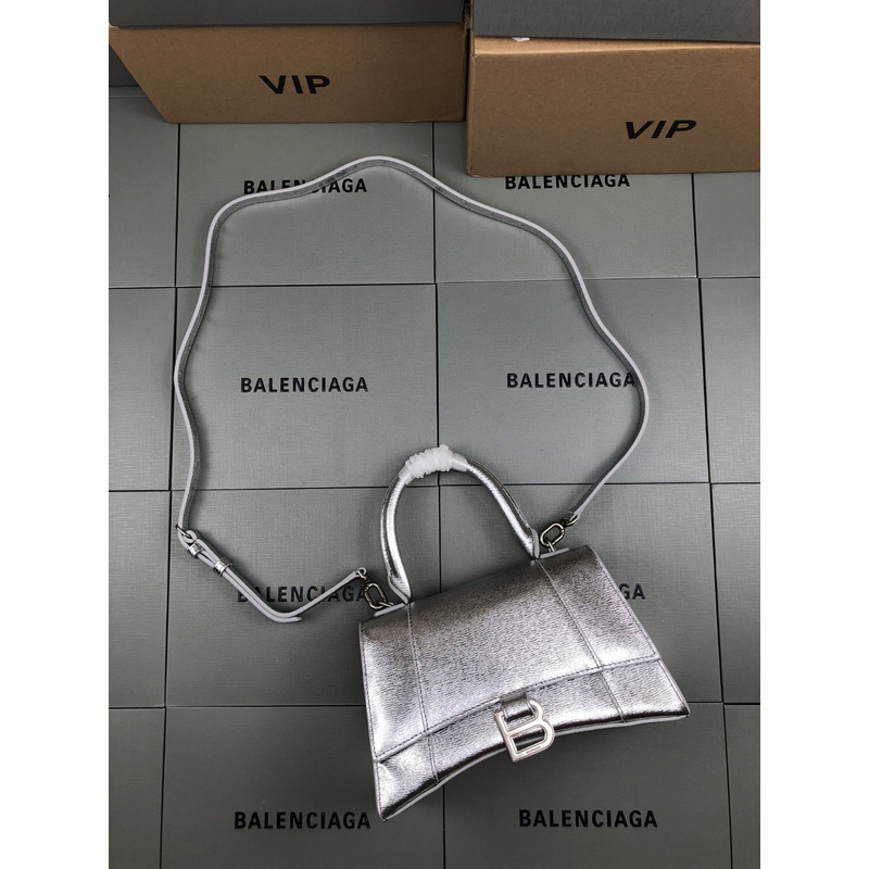 Ba*len*cia*ga hourglass bag water ripple silver