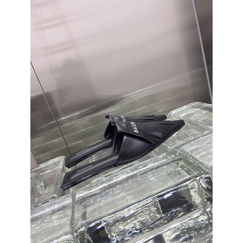 Ba*len*cia*ga mule fringes knife in leather with fringes and logo black