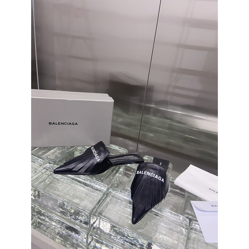 Ba*len*cia*ga mule fringes knife in leather with fringes and logo black