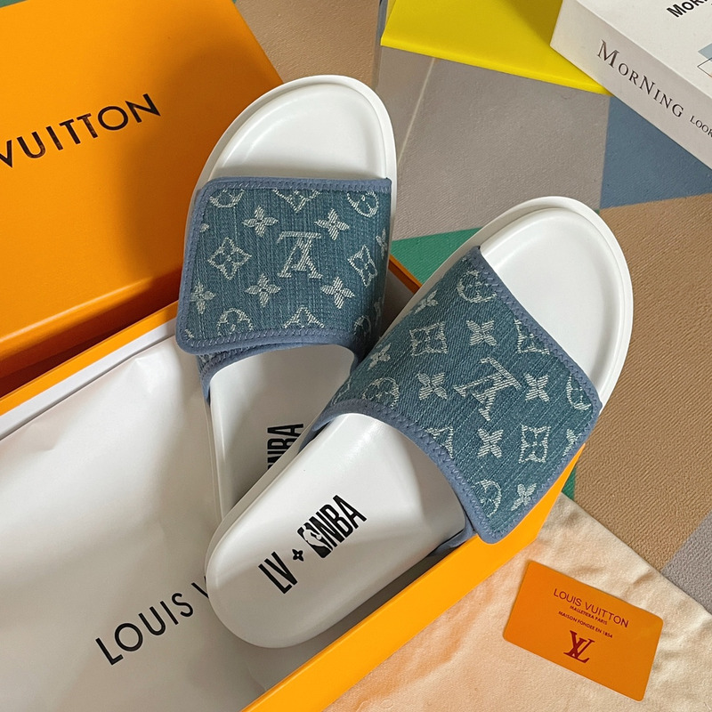 l**is V*t*n x nba monogram mules blue/white