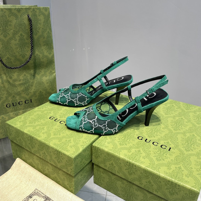 G*u*i gg-embellished slingback pumps green