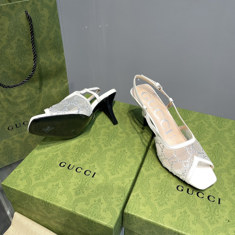 G*u*i slingback pumps with gg crystals white
