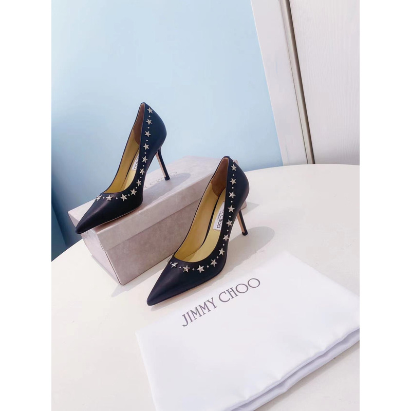 Jimmy Choo Ladies Rivet Pointed Toe Stiletto Heels Black