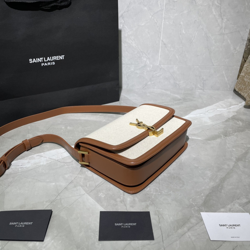 Saint Laurent M Solferino logo Shoulder Bag Brown